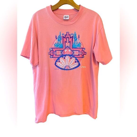 Anvil Sz L 1994 Maiden West Vtg Cotton Embroidered Indian Cactus Graphic T-Shirt - Picture 1 of 7